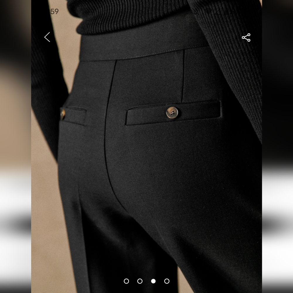 Sezane Black Cropped Wide-Leg Trousers - Picture 2 of 6